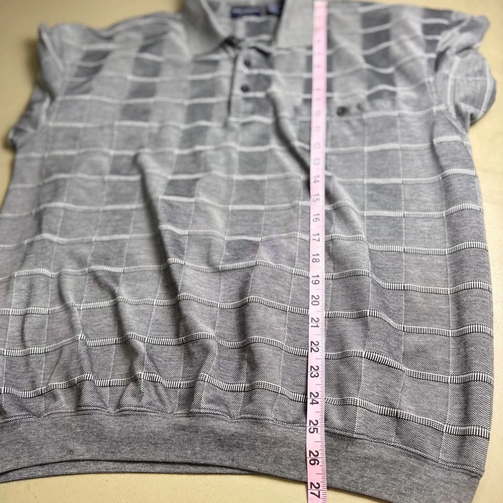 90s Polo Shirt Mens‎ XL Grey Textured Dad style grandpacore Retro preppy vintage